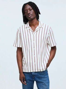 Madewell Easy Short-Sleeve Shirt in Stripe Jacquard • size medium • NO846